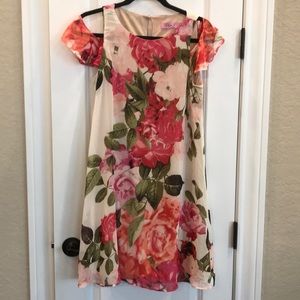 Eliza J cold shoulder floral dress